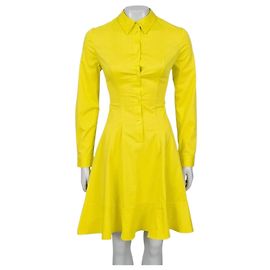 Abito camicia aderente in misto cotone giallo Christian Dior IT 42/M usato Altro