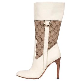 Gucci White Textile & Leather Ankle Boots - Size 37.5 Pre-owned Other