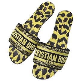 Dior Dway Slide Sandalen Lime Pop Leopardenmuster Größe 38 gebraucht Andere