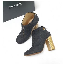 CHANEL Paris-Salzburg Grey Wool Quilted Gold Heeled Ankle Boot   Sz.39.5 Pre-Owned Other