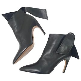 Christian Dior Black Leather Ties Heels Booties sz.39 Pre-Owned Other