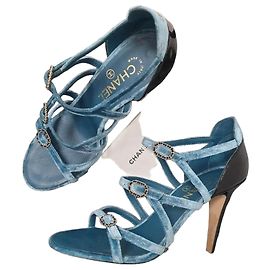 Chanel Blue Velvet Sandals  Sz.38 Pre-Owned Other