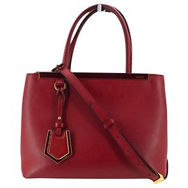Fendi Rote Leder Petite 2 Jours Tote Bag mit Schultergurt Rot