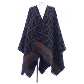 Fendi FF Wool Cape Black Grey