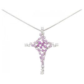 Autre Marque Pt950/Pt850 Sapphire Platinum Necklace Blue