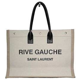 Borsa Tote Rive Gauche Saint Laurent Nero Beige