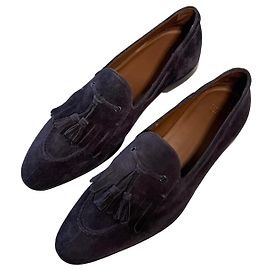 Autre Marque Mocassins en daim bleu marine avec des pampilles Bleu foncé