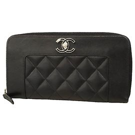 Chanel Mademoiselle Lambskin Long Wallet Black