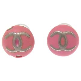 Orecchini a perno Chanel Coco Mark Argento Rosa