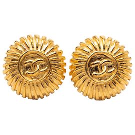 Orecchini rotondi a clip CC in oro placcato Chanel D'oro