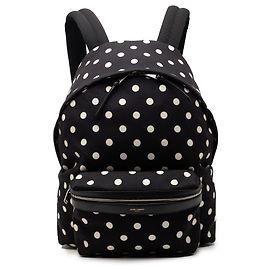Mochila de cidade em lona preta com bolinhas Saint Laurent Preto
