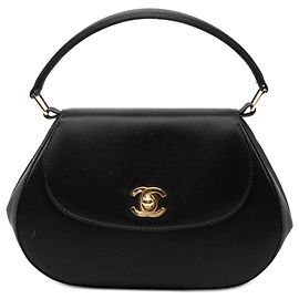 Chanel Bleu CC Sac à Main Satiné Bleu Bleu Marine