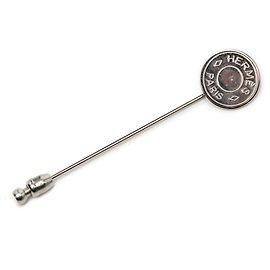 Spilla a spillo Clou de Selle in palladio argentato Hermès Argento