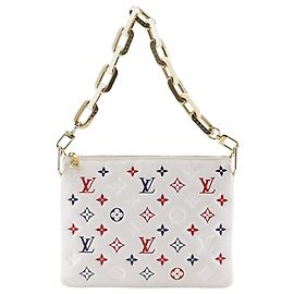 Louis Vuitton White Tricolor Monogram Embossed Puffy Lambskin Coussin PM White