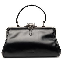 Borsa da dottore Prada in vitello cernier nero Nero