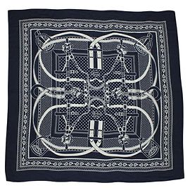 Schal/Schal Hermès Carre Géant 140 Grand Manège Weiß Marineblau