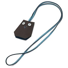 Chaveiro Clochette Yveton Petit H da Hermès Castanho escuro Azul claro