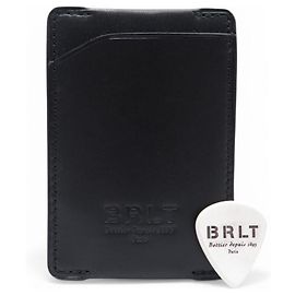 NEW BERLUTI BRLT BLACK LEATHER CARD HOLDER + GUITAR PICK Black