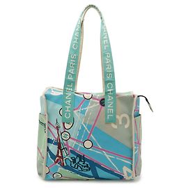 Bolsa tote da linha de cruzeiro Chanel Mapa de Paris Azul Multicor Laranja