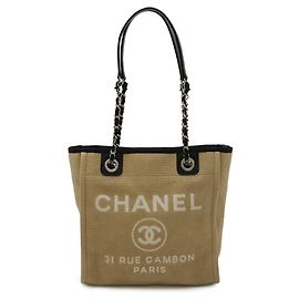 Borsa Tote PM Deauville CHANEL Nero Beige