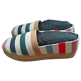 Sonia Rykiel Espadrillas a righe multicolori in tela Rosa Bianco Rosso Blu Multicolore Beige Verde
