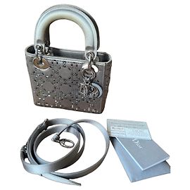 Dior Lady Dior Mini Borsa Argento con Strass Argento