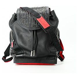 Christian Louboutin Explorer Funk Leather Spike Stud Backpack Black Red