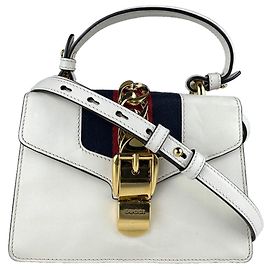Gucci Sylvie Shoulder Bag White Red Navy blue