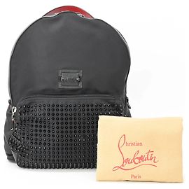 Christian Louboutin Black and Red Nylon Backpack Black Red