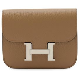 Portefeuille bi-fold Constance d'Hermès Marron Beige