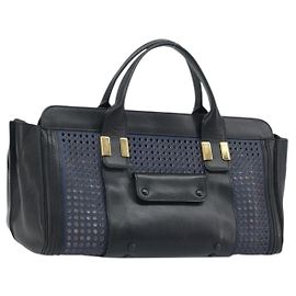 Chloé Borsa a mano Chloe Punching Alice in pelle nera e oro Auth am11108 Nero D'oro