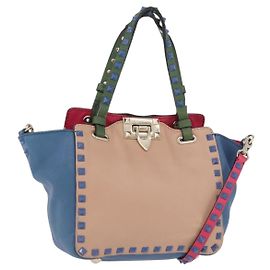 VALENTINO Sac à main en cuir 2 en 1 Multicolore Or Auth bs34219A Multicolore Doré