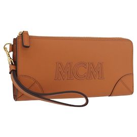 MCM Portefeuille Long en Cuir Marron Doré MYLDATA04 Auth SW2294V Marron Doré