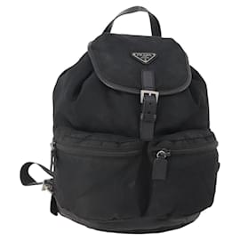 PRADA Backpack Nylon Black Silver Auth bs34099 Black Silvery