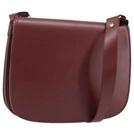 Borsa a Spalla Cartier in Pelle Bordeaux Oro Auth ki6589 D'oro Bordò