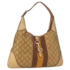 Bolsa de couro GG Canvas Guccissima Sherry Line da GUCCI dourada 153029 Auth BAZ429 Dourado