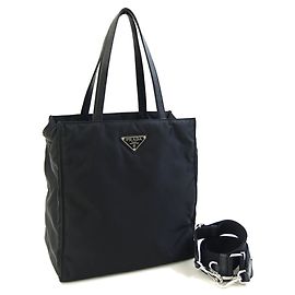 Borsa a mano in nylon nero e pelle Re-Nylon per donne Prada Nero