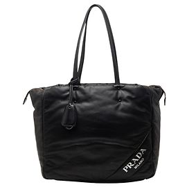 Borsa tote/spalla in pelle nera Prada Nero