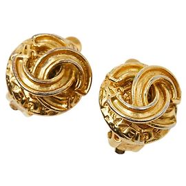 Pendientes de clip dorados vintage de Chanel Coco Mark Dorado