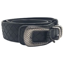 Cinto de couro Intrecciato da Bottega Veneta Preto Prata