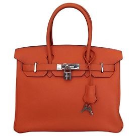Bolsa Hermès Birkin laranja Togo com hardware de paládio 30 Laranja