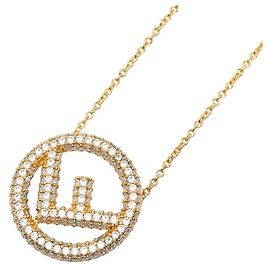 Fendi Gold Plated Rhinestone Necklace Golden