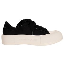Alexander McQueen Deck Lace-Up Plimsoll Canvas Black White Women EU 36 White