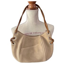Beige suede Lancel handbag Beige