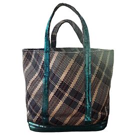 Vanessa Bruno straw and sequin tote bag Blue Multiple colors Straw