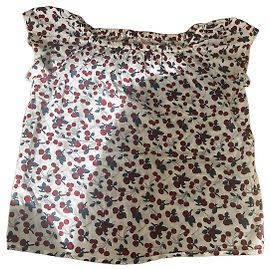 Bonpoint Blusa con Estampado de Cerezas Blanco Roja Azul
