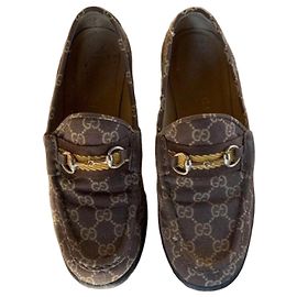 Mocassini Gucci monogramma marrone Marrone