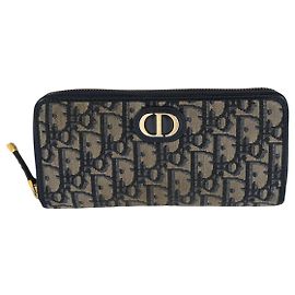 Dior Christian Blue Jacquard Voyageur 30 Montaigne Long Wallet Blue