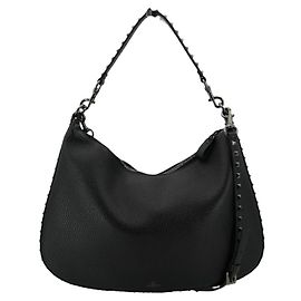 Valentino Garavani Borsa hobo Rockstud in pelle nera Nero