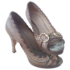 Gucci Brown Leather Heels Brown